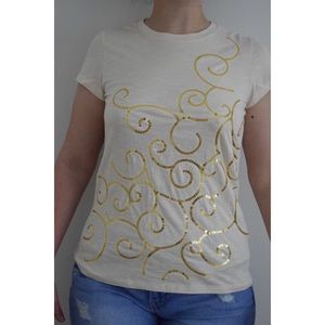 Beige and Gold Sequin Banana Republic Top